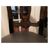 Pair of Napoleon III style chairs with ornate brass inlaid details (some of the brass is loose)