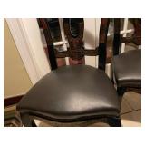 Pair of Napoleon III style chairs with ornate brass inlaid details (some of the brass is loose)