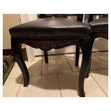 Pair of Napoleon III style chairs with ornate brass inlaid details (some of the brass is loose)