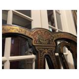 Pair of Napoleon III style chairs with ornate brass inlaid details (some of the brass is loose)