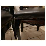 Pair of Napoleon III style chairs with ornate brass inlaid details (some of the brass is loose)