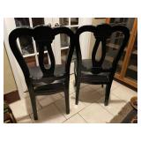 Pair of Napoleon III style chairs with ornate brass inlaid details (some of the brass is loose)