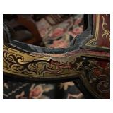 Pair of Napoleon III style chairs with ornate brass inlaid details (some of the brass is loose)