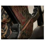 Pair of Napoleon III style chairs with ornate brass inlaid details (some of the brass is loose)