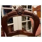 Antique carved balloon back chair with needlepoint seat, other upholstered seat chair (needs repair) and needlepoint pillow