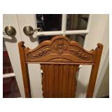 Antique carved balloon back chair with needlepoint seat, other upholstered seat chair (needs repair) and needlepoint pillow