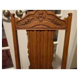Antique carved balloon back chair with needlepoint seat, other upholstered seat chair (needs repair) and needlepoint pillow