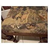 Antique carved balloon back chair with needlepoint seat, other upholstered seat chair (needs repair) and needlepoint pillow