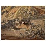 Antique carved balloon back chair with needlepoint seat, other upholstered seat chair (needs repair) and needlepoint pillow