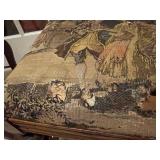 Antique carved balloon back chair with needlepoint seat, other upholstered seat chair (needs repair) and needlepoint pillow