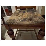 Antique carved balloon back chair with needlepoint seat, other upholstered seat chair (needs repair) and needlepoint pillow