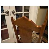 Antique carved balloon back chair with needlepoint seat, other upholstered seat chair (needs repair) and needlepoint pillow