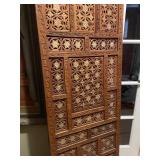 Carved 4 panel room divider 74 in tall each panel is 20 in wide