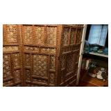 Carved 4 panel room divider 74 in tall each panel is 20 in wide