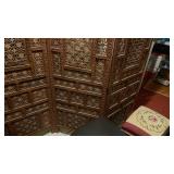 Carved 4 panel room divider 74 in tall each panel is 20 in wide