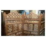 Carved 4 panel room divider 74 in tall each panel is 20 in wide