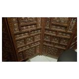 Carved 4 panel room divider 74 in tall each panel is 20 in wide