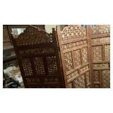 Carved 4 panel room divider 74 in tall each panel is 20 in wide