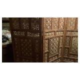 Carved 4 panel room divider 74 in tall each panel is 20 in wide