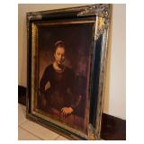 Canvas wall decor in ornate frame 32 x 26 in