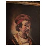 Signed canvas painting in ornate frame 32 x 26 in