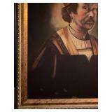 Signed canvas painting in ornate frame 32 x 26 in