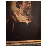 Signed canvas painting in ornate frame 32 x 26 in