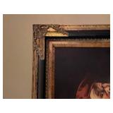 Signed canvas painting in ornate frame 32 x 26 in