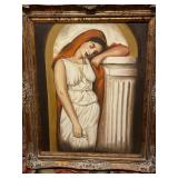 Signed canvas painting in ornate frame 37 x 32 in