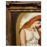 Signed canvas painting in ornate frame 37 x 32 in