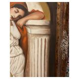 Signed canvas painting in ornate frame 37 x 32 in