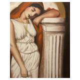 Signed canvas painting in ornate frame 37 x 32 in