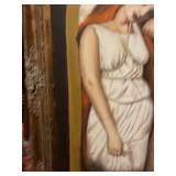 Signed canvas painting in ornate frame 37 x 32 in