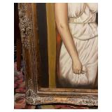 Signed canvas painting in ornate frame 37 x 32 in