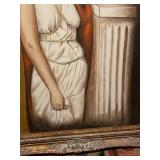 Signed canvas painting in ornate frame 37 x 32 in