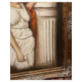 Signed canvas painting in ornate frame 37 x 32 in