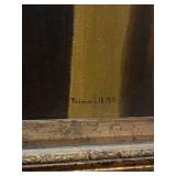 Signed canvas painting in ornate frame 37 x 32 in