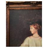 Signed canvas painting in ornate frame 37 x 32 in