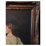 Signed canvas painting in ornate frame 37 x 32 in