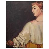 Signed canvas painting in ornate frame 37 x 32 in