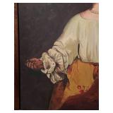 Signed canvas painting in ornate frame 37 x 32 in