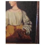 Signed canvas painting in ornate frame 37 x 32 in