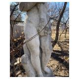 Concrete garden statue depicting the Roman god Bacchus on concrete base approximately 88 x 18 x 18 in VERY HEAVY will need help and equipment to remove. Easy alley to backyard access.