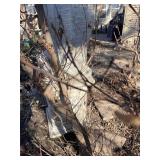 Concrete garden statue depicting the Roman god Bacchus on concrete base approximately 88 x 18 x 18 in VERY HEAVY will need help and equipment to remove. Easy alley to backyard access.