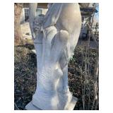 Concrete garden statue of a woman, often referred to as a harvest or autumn statue. Approximately 88 x 18 x 18 in VERY HEAVY will need help and equipment to remove. Easy alley to backyard access.