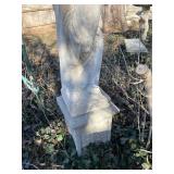 Concrete garden statue of a woman, often referred to as a harvest or autumn statue. Approximately 88 x 18 x 18 in VERY HEAVY will need help and equipment to remove. Easy alley to backyard access.