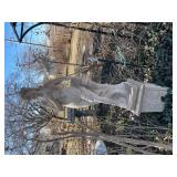 Concrete garden statue of a woman, often referred to as a harvest or autumn statue. Approximately 88 x 18 x 18 in VERY HEAVY will need help and equipment to remove. Easy alley to backyard access.