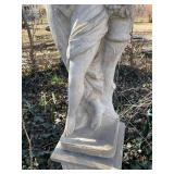 Concrete garden statue of a woman, often referred to as a harvest or autumn statue. Approximately 88 x 18 x 18 in VERY HEAVY will need help and equipment to remove. Easy alley to backyard access.