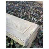 Concrete garden bench 14 x 41 x 15 in VERY HEAVY will need help and equipment to remove. Easy alley to backyard access.