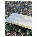 Concrete garden bench 14 x 41 x 15 in VERY HEAVY will need help and equipment to remove. Easy alley to backyard access.